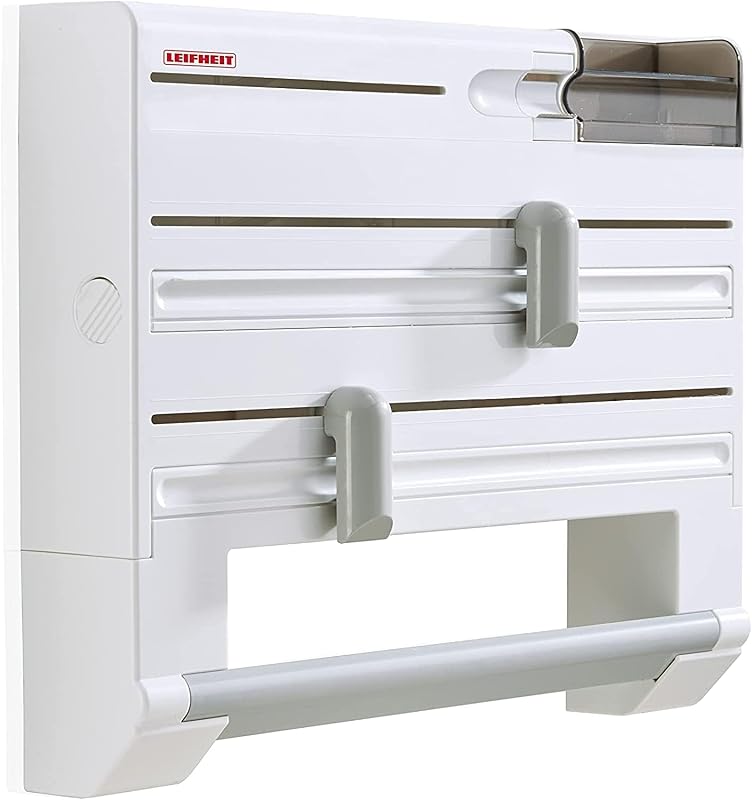 Leifheit Parat Plus ComfortLine Wall Mounted Kitchen Dispenser with 6 Storages, Storage Holder with Sharp Blad