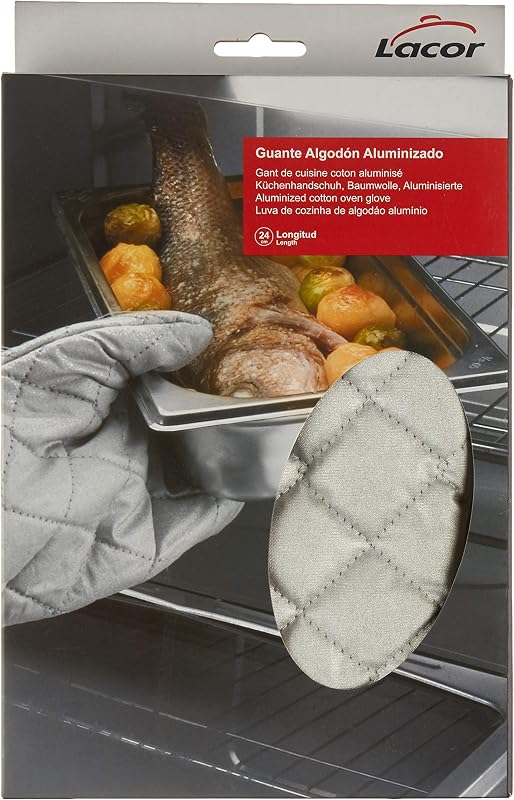 Lacor 61024 - Aluminium Gloves 24 cm - Grey Professional Quality | Durable professional utensil; designed for 