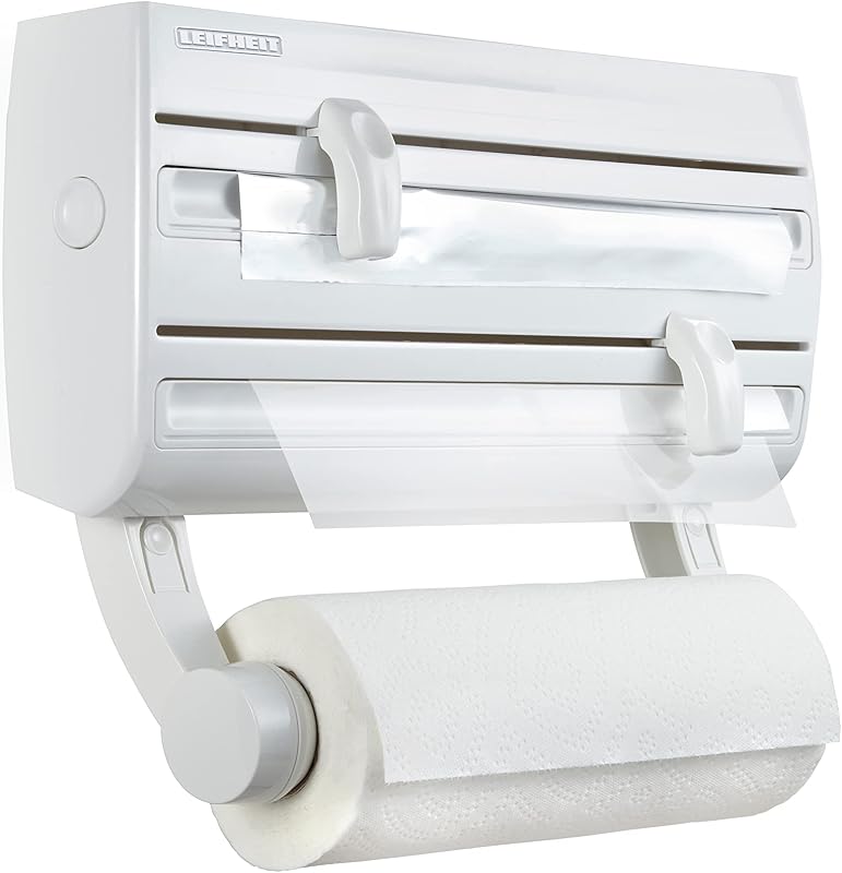 Leifheit Parat F2 ComfortLine Wall Mounted Dispenser Stand for 3 Rolls and Spices, Kitchen Storage Rack with S