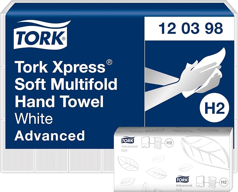 Tork Xpress H2 Soft White Interfoliated Hand Towels, Advanced, 2 Ply, Z-Folding, Absorbent, 20 x 180 Sheets, 1
