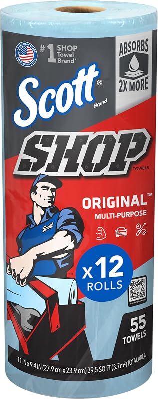 Scott Shop Towels Original 75147, Blue Heavy Duty Heavy Duty Hand Towels, Perfect for Greases, Oils and Liquid