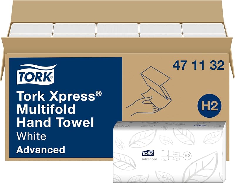 Tork Xpress H2 White Interfoliated Hand Towel, Advanced, 100% Recycled Fibre, 20 x 190 Sheets, 471132