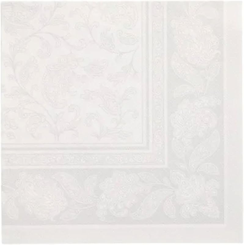 Papstar Royal Collection Ornaments 11682 Napkins 1/4 Fold 40 x 40 cm Pack of 50 White