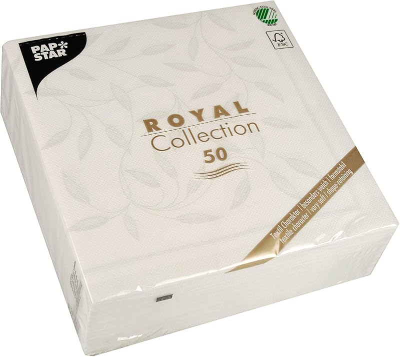 PAPSTAR, #11652 Royal Collection 40 x 40 cm Napkins 40 x 40 cm Pack of 50 White
