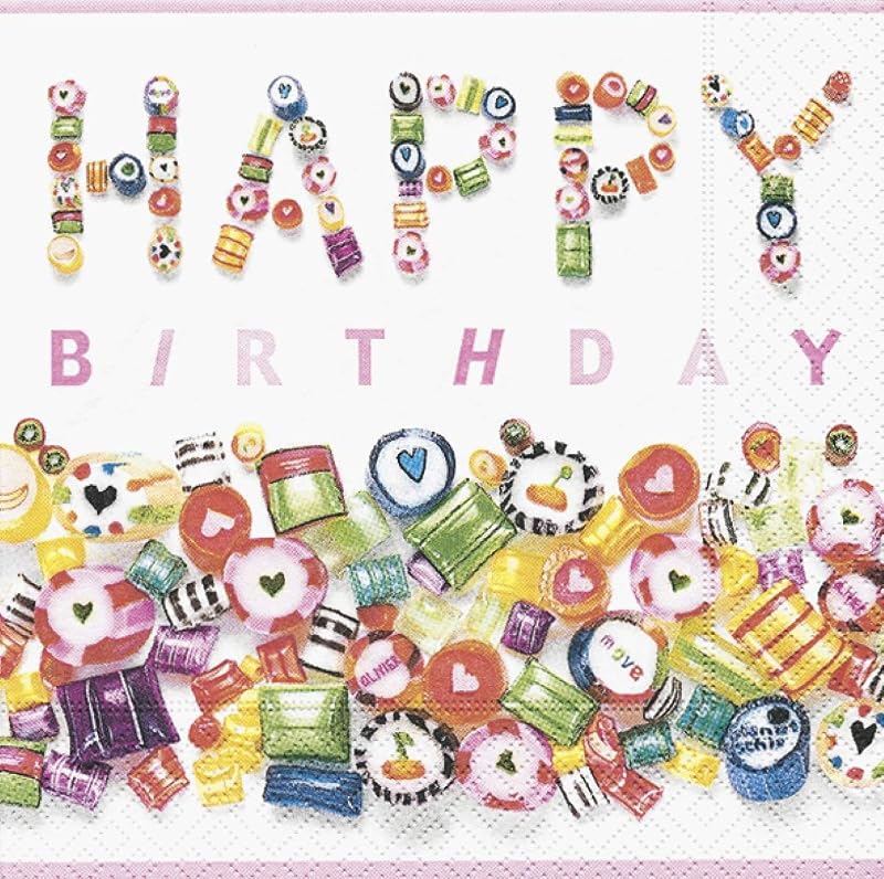 Serviette ouate 3 plis - sweet birthday - 33X33cm - paquet de 20
