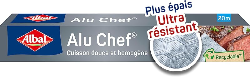 Albal - Aluminium foil Chef 20 m - Thick and ultra-resistant - Even cooking - Oven and barbecue