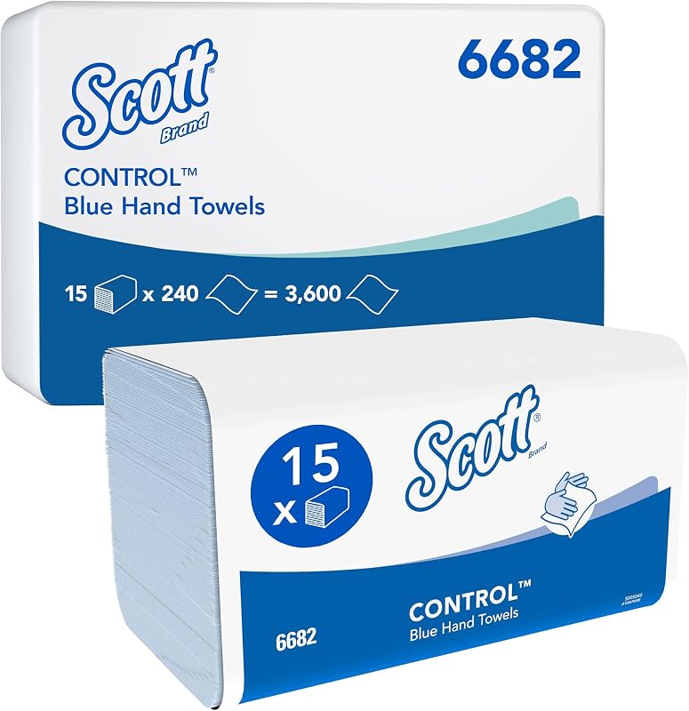 Scott Control 6682 Blue V-Folded Hand Towels, 1 Ply, Airflex Technology, FSC and Eco-Label Certified, 15 x 240