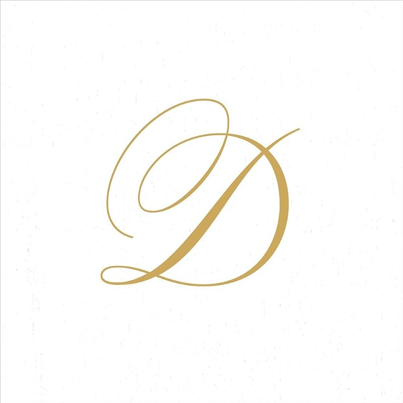 Caspari 2900CG,D Cocktail Initiale D Pack of 30 Paper Napkins Gold / Pearl White 12.5 x 12.5 x 0.1 cm
