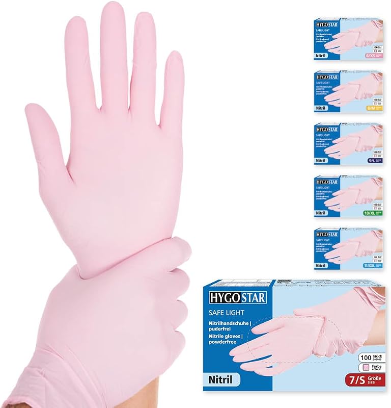 Franz mensch 27065 Nitrile Gloves Safe Light Hygo Standard, S, Pink