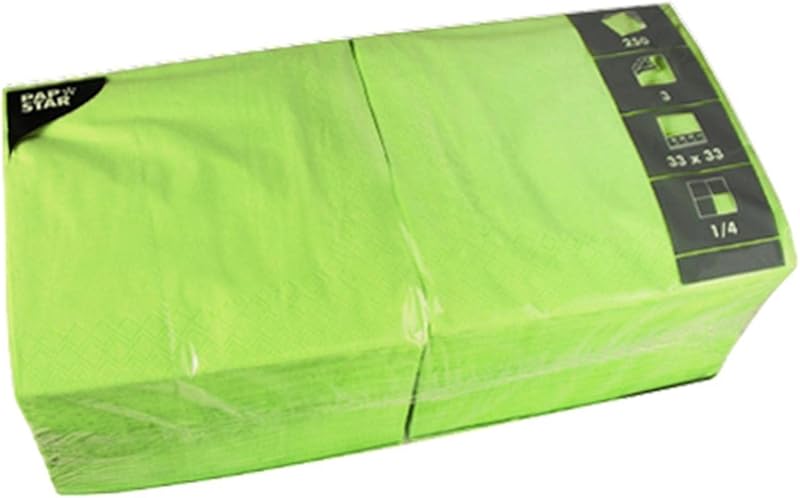Papstar Pack of 250 Napkins, 330 x 330 mm, 3 Layers, Apple Green