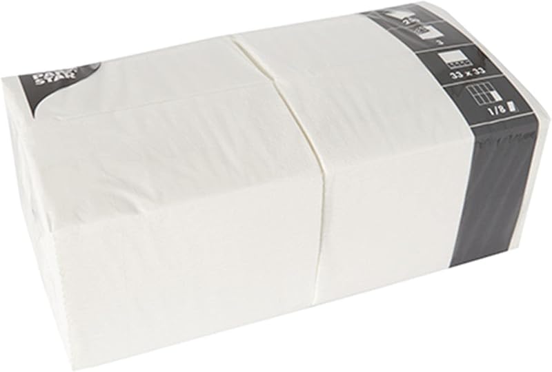 Papstar 14234 Pack of 250 Napkins 3 Ply 1/8 33 x 33 cm White