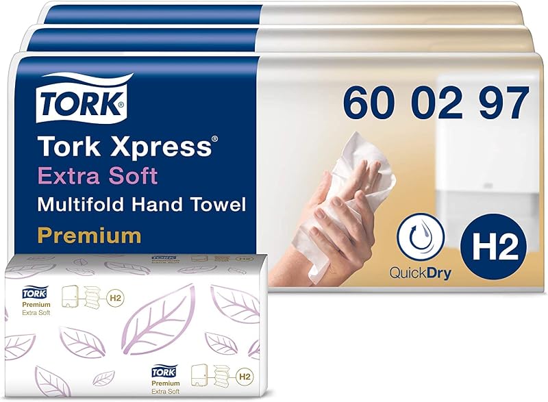 Tork Xpress 600297 H2 White Interfoliated Hand Towel, Extra Soft, 21 x 100 Sheets | extra soft