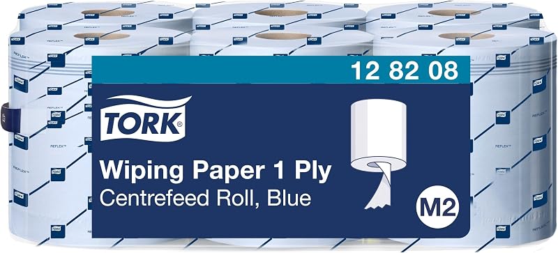 Tork 128208 Advanced Wiping Paper - Blue - 1 Ply - 6 Rolls - 6 x 320 m | Blue, 1 Ply, Pack of 6 Rolls