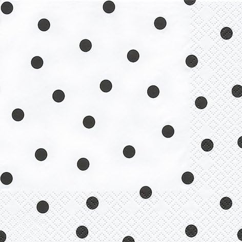 20 Napkins 33 x 33 cm Black Dots on White Polka Dot Timeless