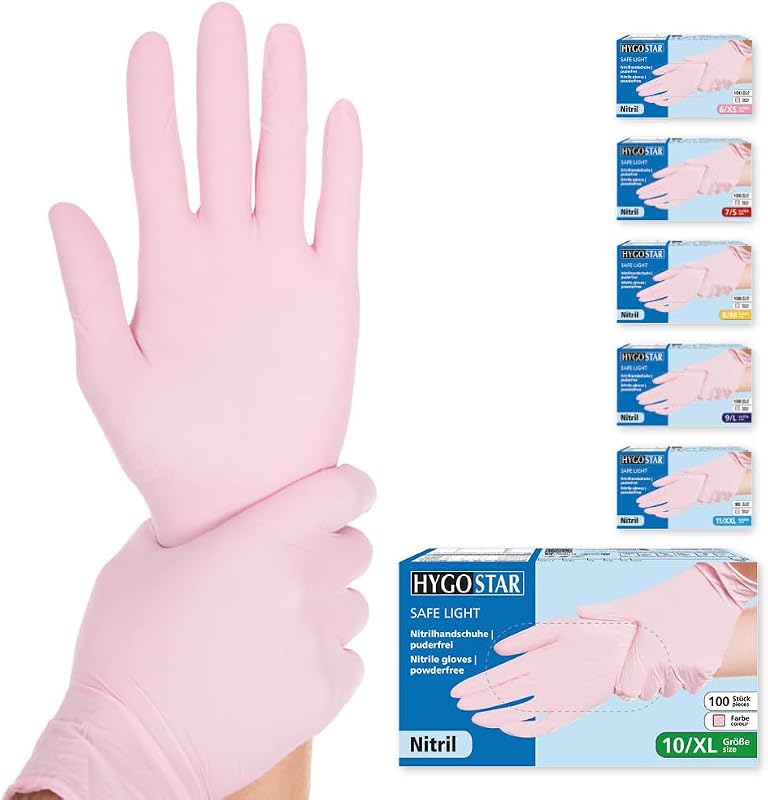 Franz mensch 27005 Nitrile Gloves Safe Light Hygo Standard, XL, Pink