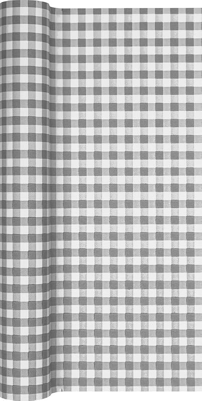 Grey Checked Bracelet Roll Table Runner - White/Airlaid/Table for Party/Birthday 40cm x 4.9m