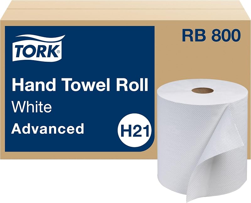 Tork White Advanced, H21 Hand Towel Roll, Soft, Disposable, 100% Recycled, Absorbent, 1-Ply, 12x800ft, RB800