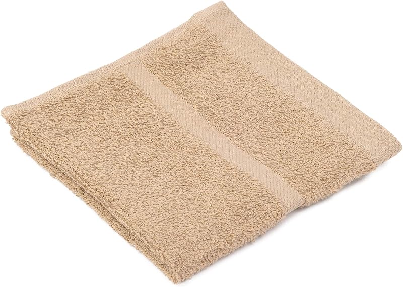 Gözze - Hand Towels, Set of 4, Soft and Absorbent, 100% Cotton, 30 x 30 cm - Cappuccino