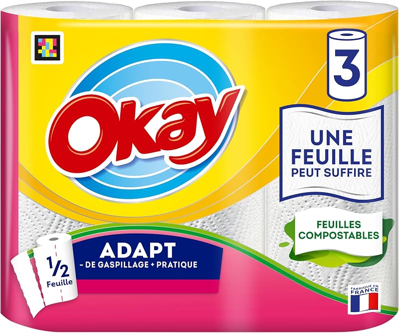Okay Adapt White Paper Towel - 3 Rolls