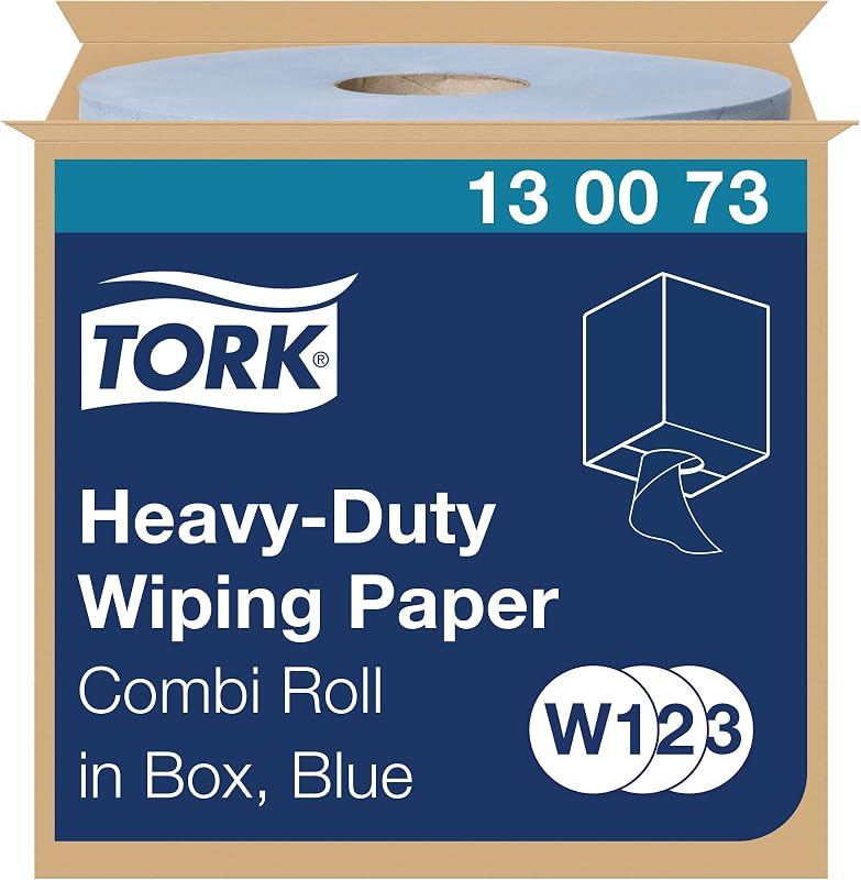 Tork 130073 Premium Multi-Purpose Wiping Paper | Blue, 2 Ply, 170m x 10, 8cm, 1 Spool, Compatible with W1 and 