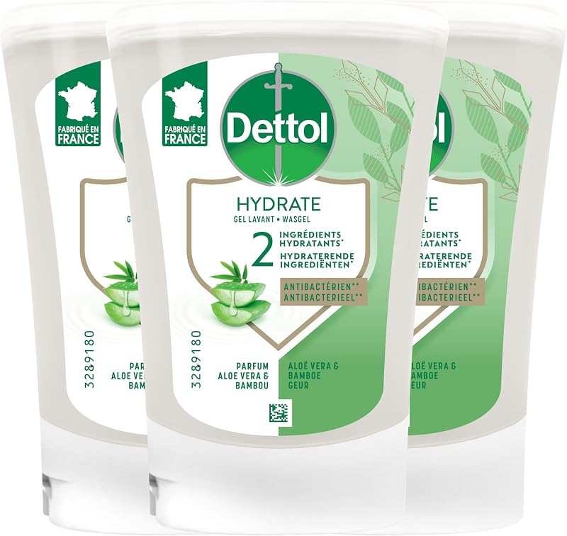 DETTOL No-Touch Liquid Hand Soap Refill 250 ml - Cleansing Action - Aloe Vera (3 Refills)