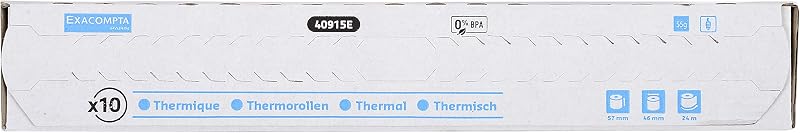 Exacompta - Ref. 40915E - Box of 10 reels for credit card receipts - width 57 mm x diameter 46 mm - mandrel 12