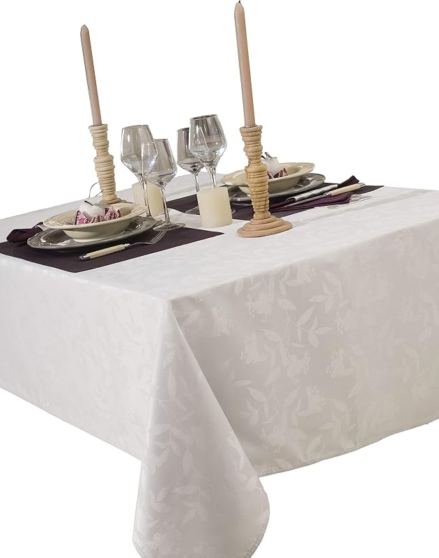 CALITEX Damask Ombra Tablecloth 150 x 350 cm White