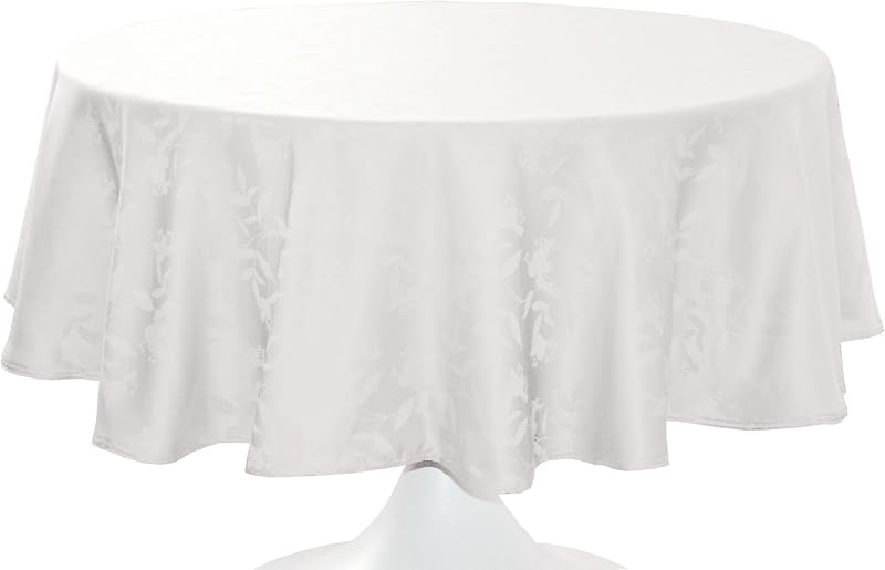 CALITEX Damask Ombra Tablecloth Oval 180 x 240 cm White