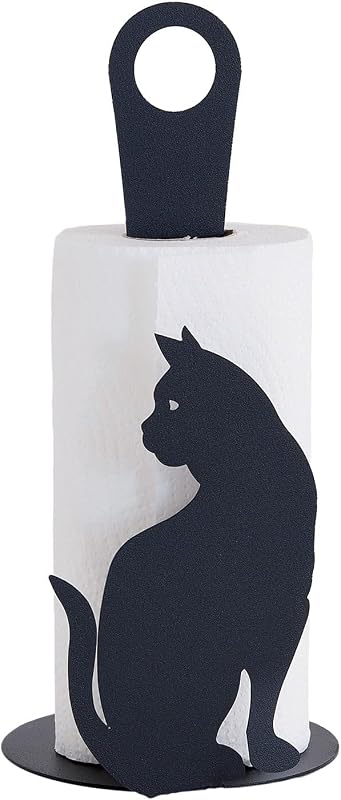 Kitchen Roll Holder with Black Cat Motif