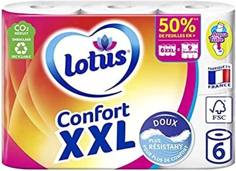 Lotus Comfort XXL Toilet Paper, 2 Thicks, 6 Units