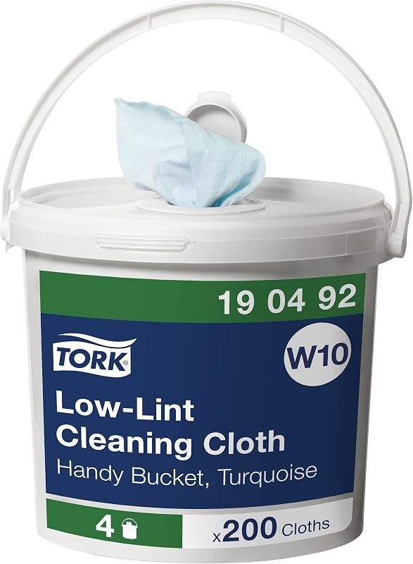 Tork Portable Bucket of Cleaning Cloths Lint Free Turquoise W10, 1 Ply, 1 Roll x 60 m, 190492, Parts | 1 Ply,