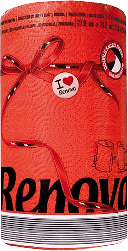 Renova Black Label Red 2 Ply Coloured Double Sided Technology Kitchen Towel 1 Roll