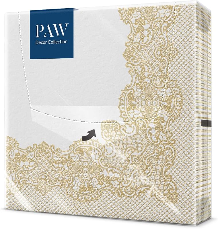 PAW Paper Napkin 3 Ply (33 x 33 cm) I Pack of 20 I Perfect for Birthdays, Patrons Holidays, Garden Parties, Fa