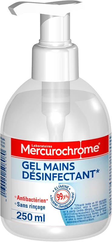 MERCUROCHROME - Hydroalcoholic Hand Sanitizer Gel - Antibacterial - No rinsing - Does not stick - Dries quickl