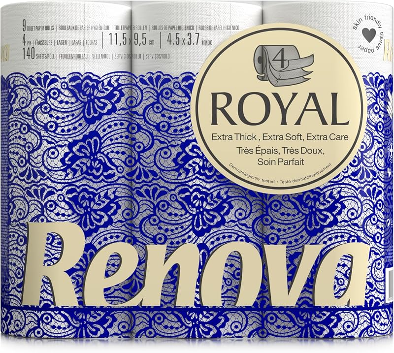 Renova Royal Comfort 200045194 Toilet Paper 4 Ply White, 9 Rolls