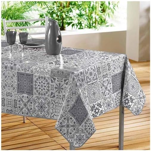 Douceur d'Intérieur, Rectangular Tablecloth (140 x 240 cm) Persian Grey PVC Printed