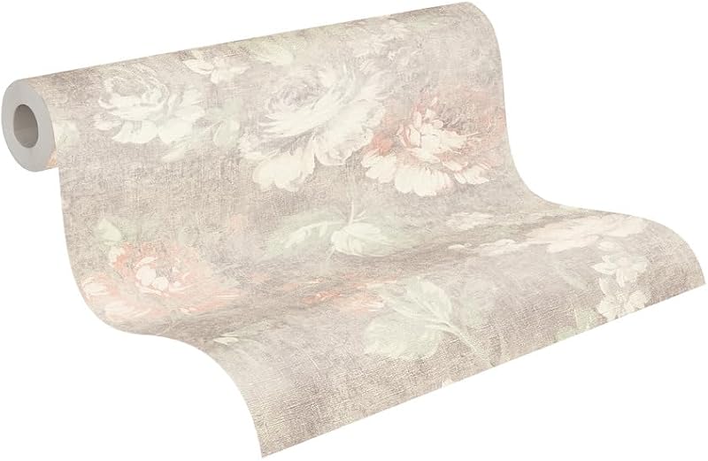 A.S. Création Papier peint intissé - Tapisserie papier peint florale en marron, rouge et crème - Papier peint