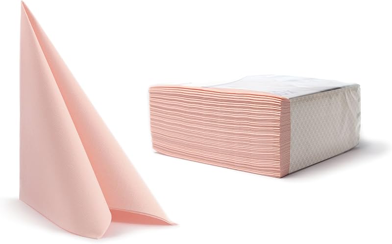 Chic Airlaid Premium Linen Feel Napkins, Pack of 50, Light Pink, 40 x 40 cm