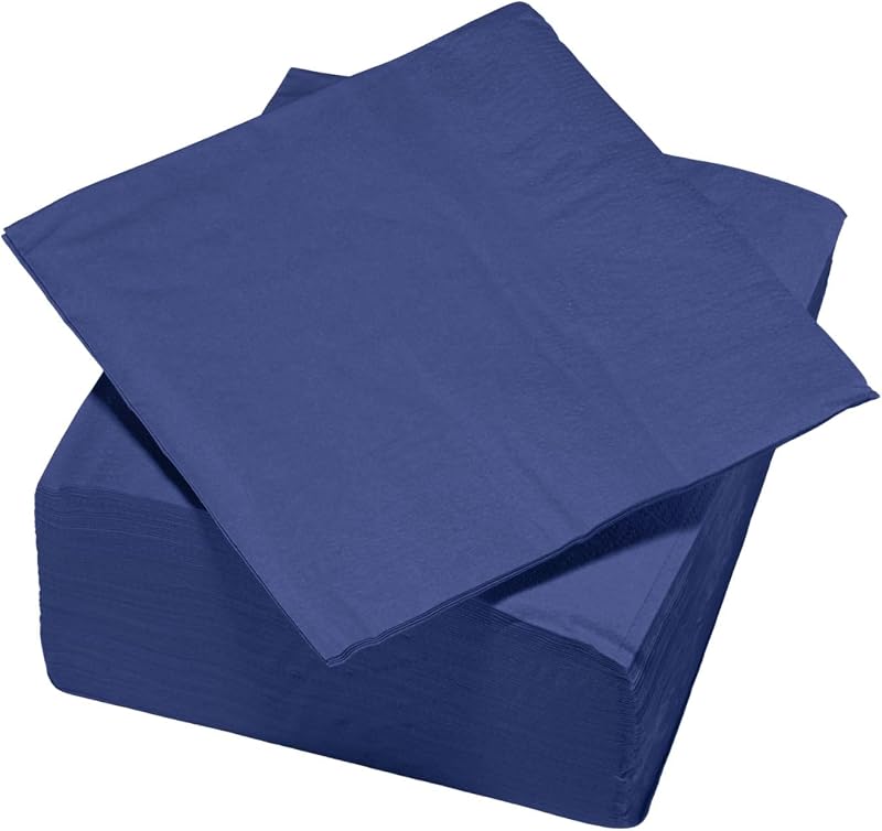 Serviettes en Ouate de Cellulose Bleu nuit - Certifié FSC - Lot de 50 2 feuilles - 33x32cm - Le Nappage