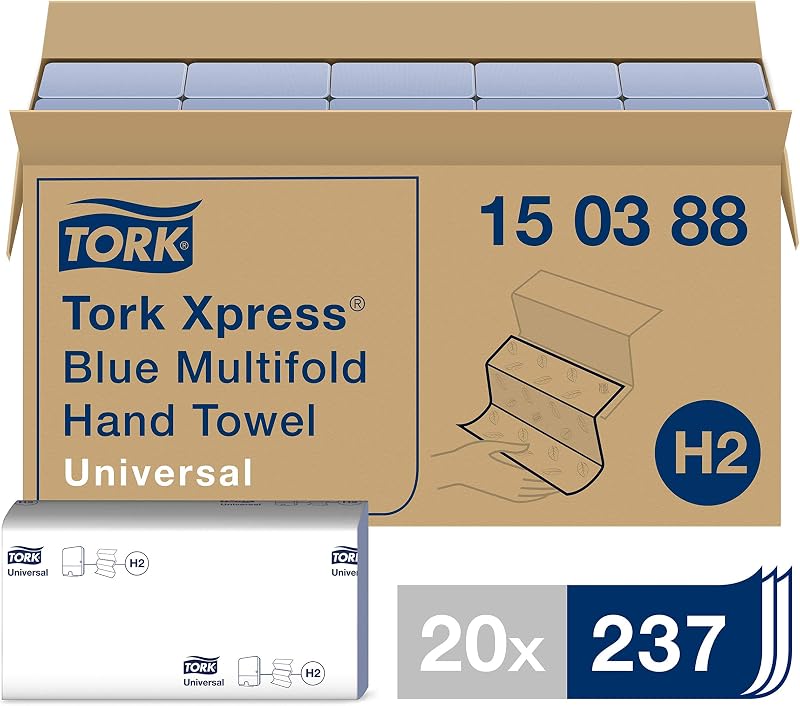 Tork Xpress 150388 Interfoliated Hand Towel, 20 x 237 Sheets | blue, Z-folded wiping papers, universal quality