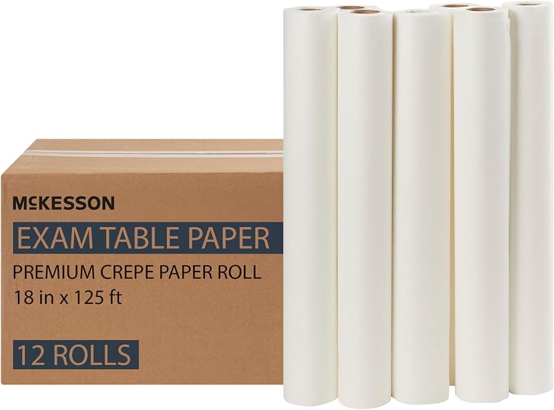 McKesson 18-802 Crepe Table Paper 18" x 100' (12 Sheets) - White