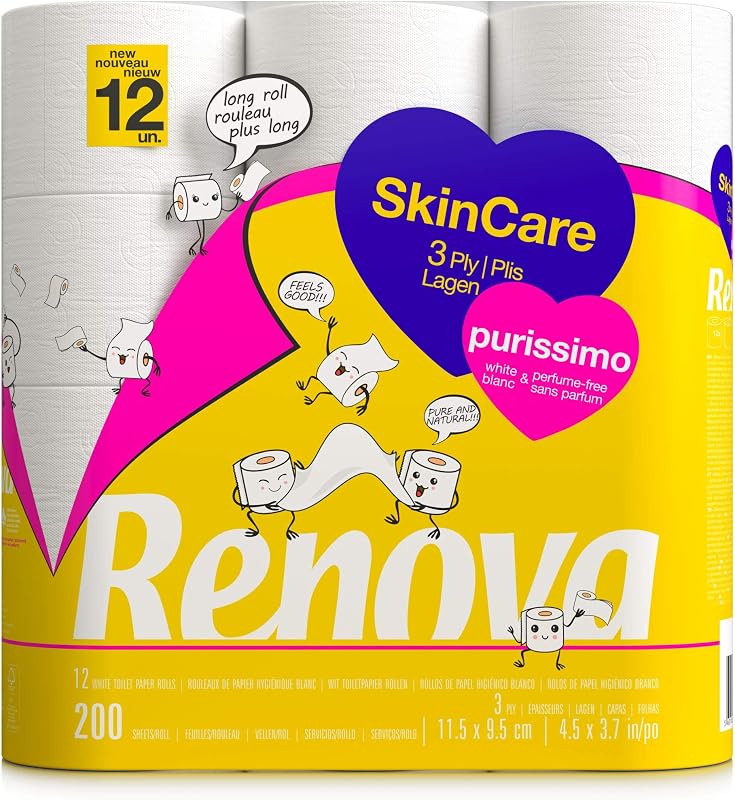 Renova Purissimo Toilet Paper 12 Rolls Pure White
