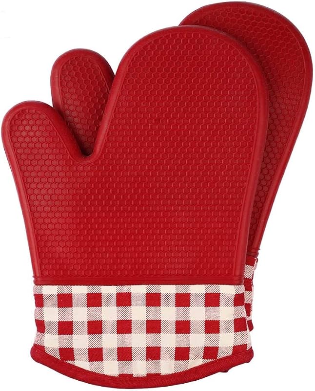 Jonhen Heat Resistant Kitchen Gloves with Cotton and Silicone Lining for Cooking, Baking, Grilling, Barbecue, 