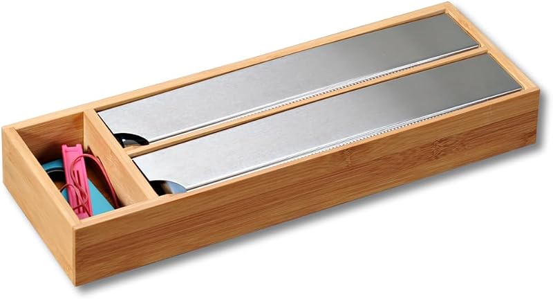 Kesper 58040 Paper Dispenser for Drawer Plastic Brown 39.5 x 13 x 5.5 cm | With 2 detachable edges