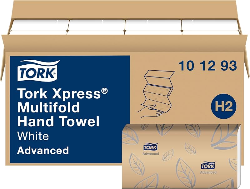 Tork Advanced 101293 Soft Xpress Multiply Paper Hand Towel, 3 Panel, 2-Ply, 9" Wide x 9.5" Long, White (Box of