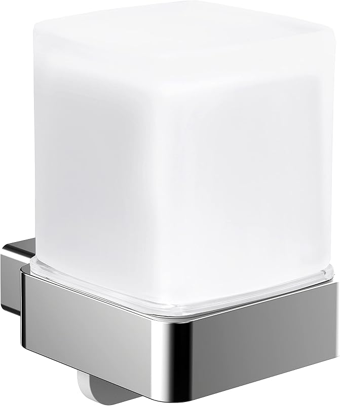 Emco LOFT Wall Mounted Soap Dispenser in Metal and Crystal Glass - Premium Liquid Soap Dispenser with Bottom A