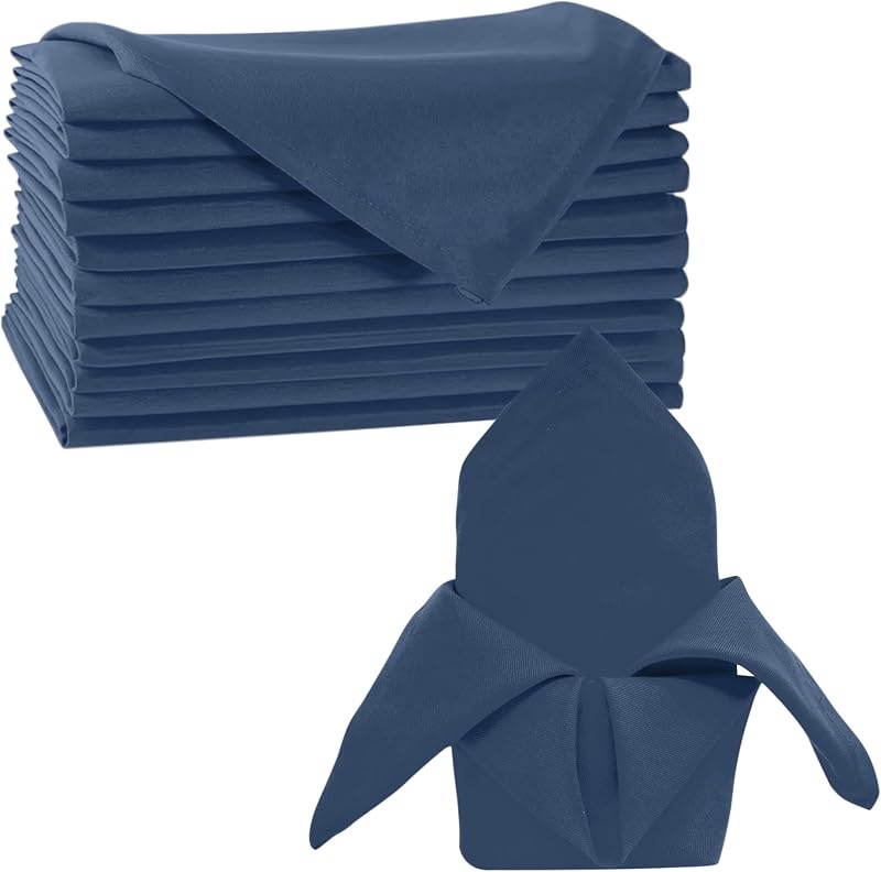 Trimming Shop 20 x 20 Inch Cloth Napkins, Washable and Reusable Cotton Polyester Table Napkin for Wedding, Ban
