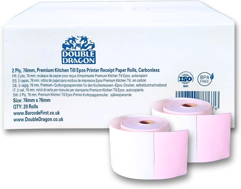 76 x 76 2 Ply White and Pink Rolls 20 Rolls in a Box