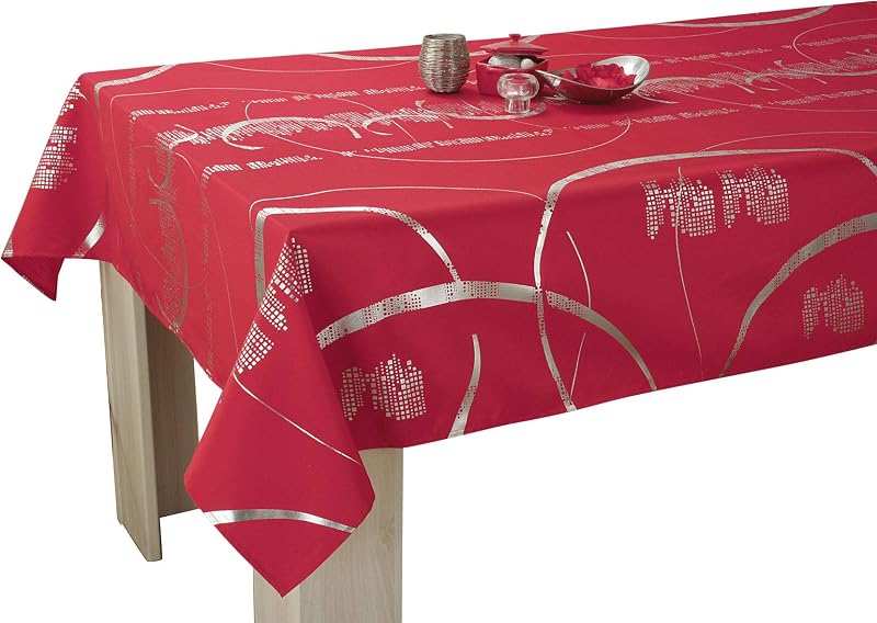 Le linge de Jules Shiny Tablecloth Easy Care Red Rectangular 150 x 300 cm