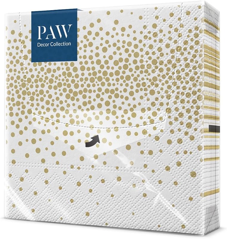 PAW Paper Napkins 3 Ply (33 x 33 cm) I Pack of 20 Table Decoration Elegance in the Shape of Confetti Napkins, 